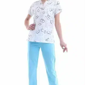 Kalp Desenli Hemşire Forması