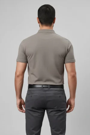 Alternative view of Açık Gri Penye Kısa Kol Polo Yaka Tişört