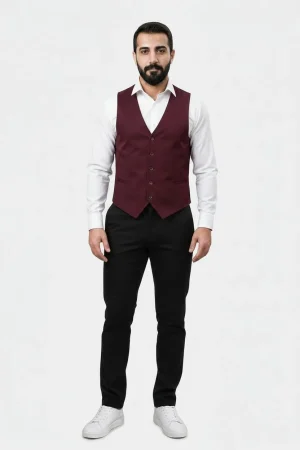 Bordo Polyviscon Garson Yeleği