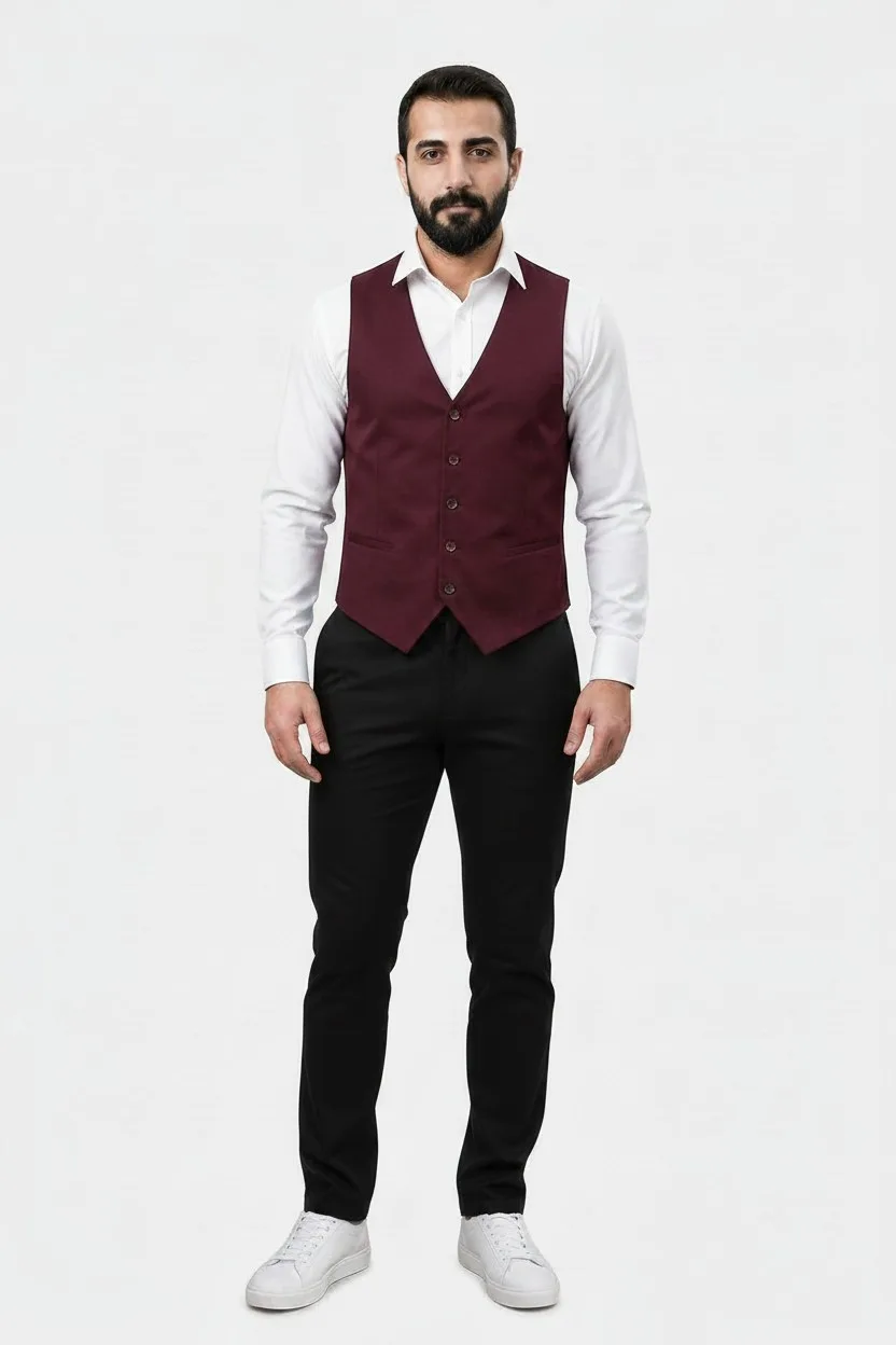 Bordo Polyviscon Garson Yeleği