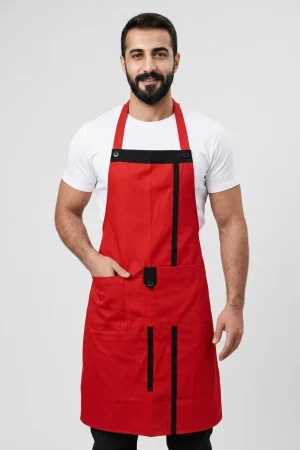 Kırmızı Alpaka Askılı Önlük