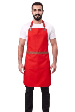 Kırmızı Gabardin Askılı Önlük