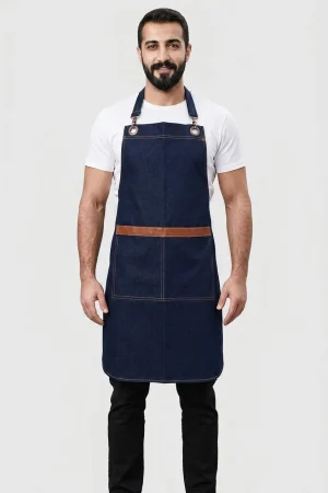 Lacivert Gabardin Askılı Önlük
