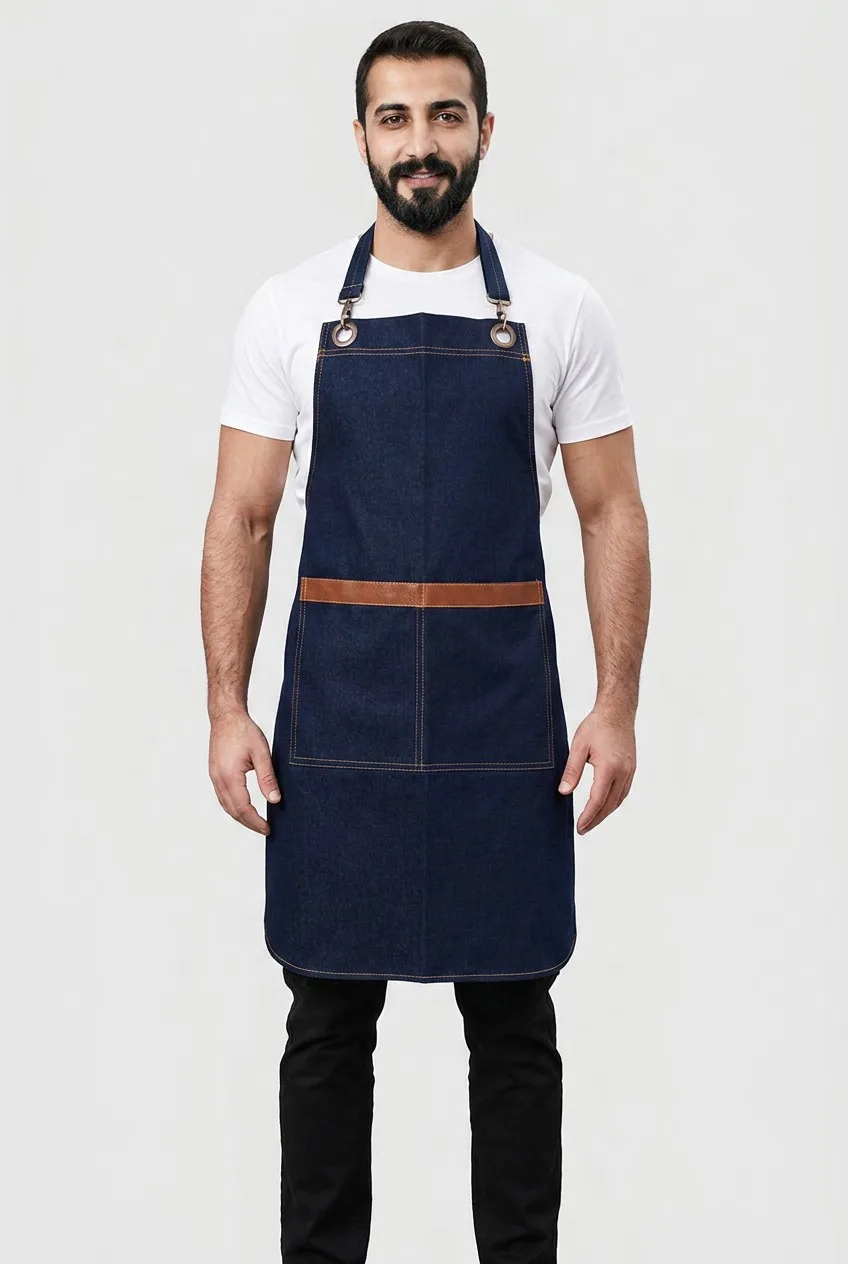 Lacivert Gabardin Askılı Önlük