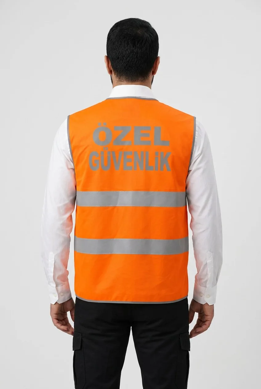 Özel Güvenlik Yazılı Turuncu İkaz Yeleği - Görsel 2