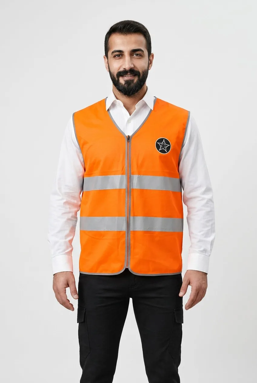 Özel Güvenlik Yazılı Turuncu İkaz Yeleği