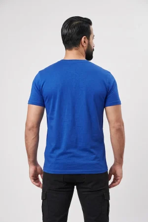 Alternative view of Saks Mavi Kısa Kol Bisiklet Yaka Penye Tişört