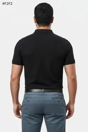 Alternative view of Siyah Penye Kısa Kol Polo Yaka Tişört