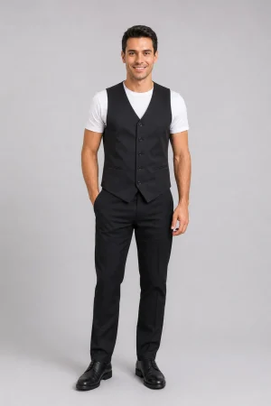 Siyah Polyviscon Garson Yeleği
