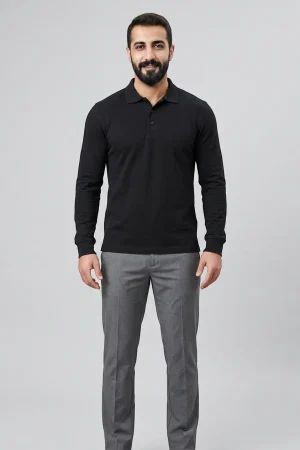 Siyah İki İplik Şardonlu Sweatshirt