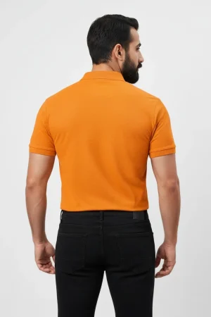 Alternative view of Turuncu Penye Kısa Kol Polo Yaka Tişört